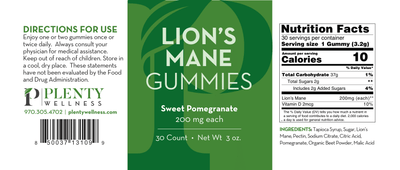 30 Sweet Pomegranate Lion's Mane Gummies